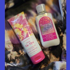 Bath & Body Works PINK TIE DYE Full Size Ultra Shea Body Cream & Lotion Duo Set